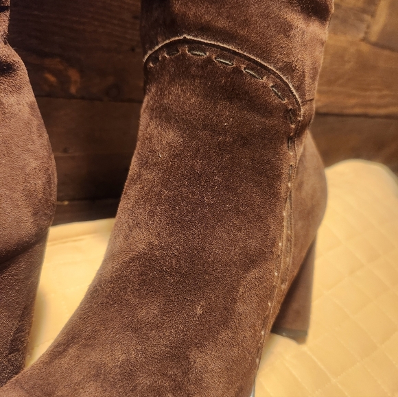 Enzo Angiolini Brown Suede Knee-High Boots - Picture 6 of 11
